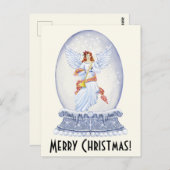 Vintager Frohe Weihnachtsangel Sparkling Snowglobe Postkarte (Vorne/Hinten)