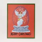 Vintager Frohe Weihnachtsangel Sparkling Snowglobe Puzzle (Vertikal)