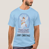 Vintager Frohe Weihnachtsangel Sparkling Snowglobe T-Shirt (Vorderseite)