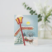 Vintager Frohe Weihnachtsfeier Feiertagskarte (Stehend Vorderseite)