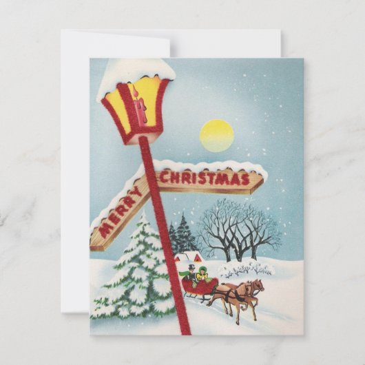 Vintager Frohe Weihnachtsfeier Feiertagskarte (Vorderseite)