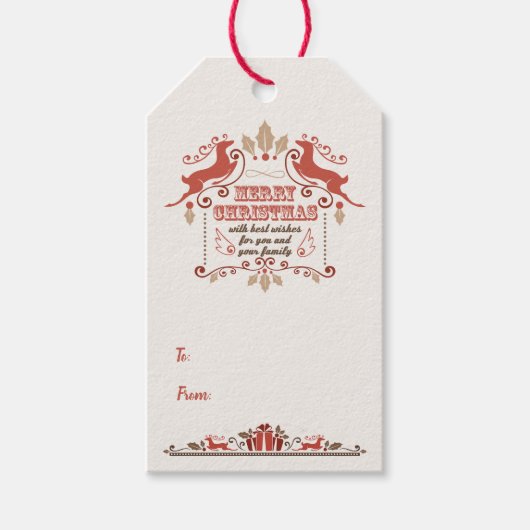 Vintager froher Weihnachtsmann-Geschenktag Geschenkanhänger (Vorderseite)