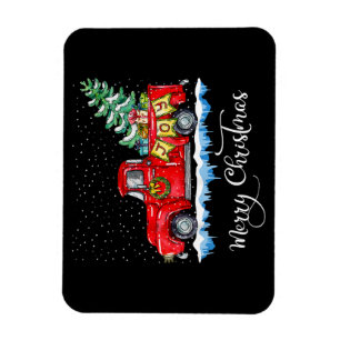 Vintager froher Weihnachtsroter LKW Alt modische C Magnet