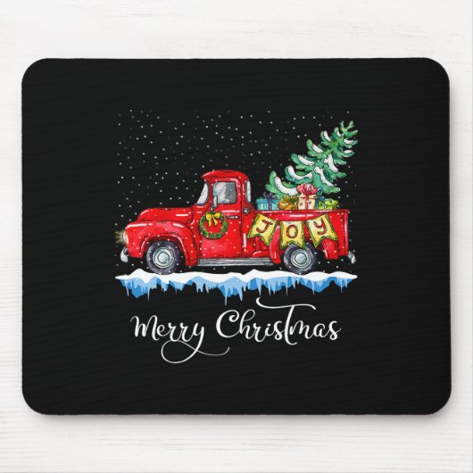 Vintager froher Weihnachtsroter LKW Alt modische C Mousepad (Vorne)