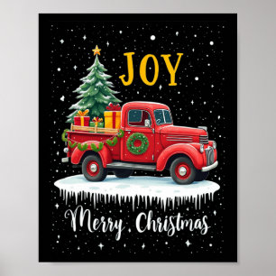 Vintager froher Weihnachtsroter LKW Alt modische C Poster