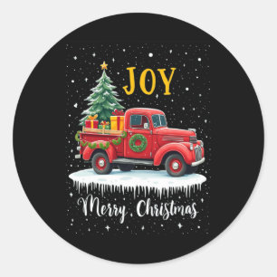 Vintager froher Weihnachtsroter LKW Alt modische C Runder Aufkleber