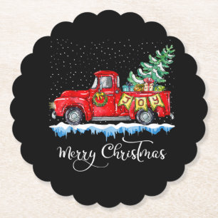 Vintager froher Weihnachtsroter LKW Alt modische C Untersetzer