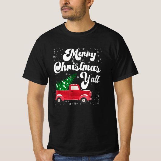 Vintager froher Weihnachtsroter LKW Alt T-Shirt (Vorderseite)