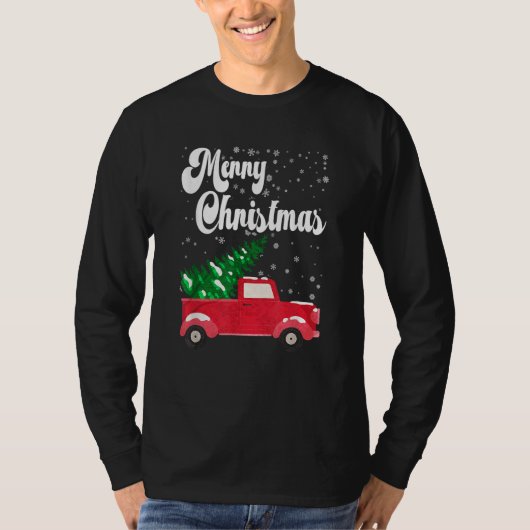 Vintager froher Weihnachtsroter LKW Alt T-Shirt (Vorderseite)
