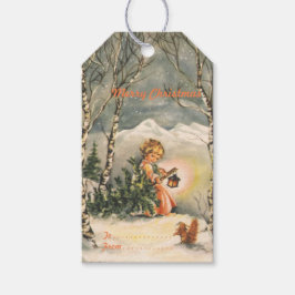 Vintager froher Weihnachtsurlaub Geschenkanhänger