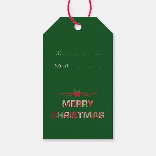 Vintager froher Weihnachtsurlaub Geschenkanhänger (Rückseite)