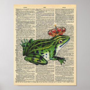 Vintager Frosch mit Krone auf der Vintagen Wörter Poster