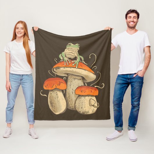 Vintager Frosch mit Pilzkern Fleecedecke (Beispiel)