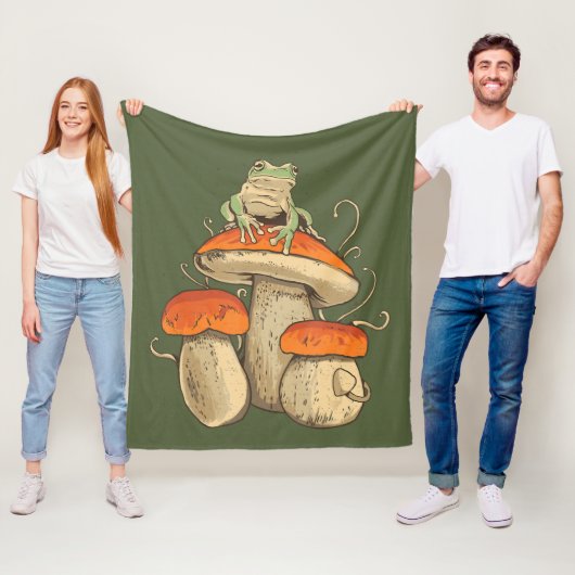 Vintager Frosch mit Pilzkern Fleecedecke (Beispiel)
