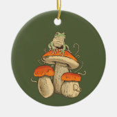 Vintager Frosch mit Pilzkern Keramik Ornament (Vorne)