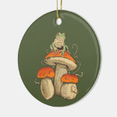 Vintager Frosch mit Pilzkern Keramik Ornament (Links)