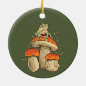 Vintager Frosch mit Pilzkern Keramik Ornament (Hinten)