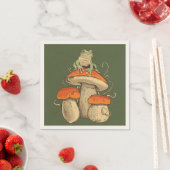 Vintager Frosch mit Pilzkern Serviette (Beispiel)