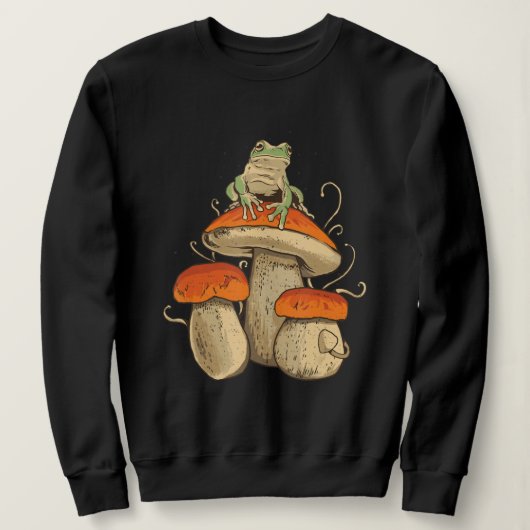 Vintager Frosch mit Pilzkern Sweatshirt (Design vorne)