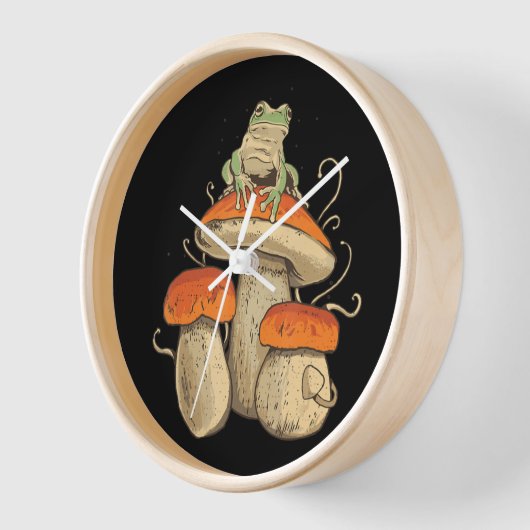 Vintager Frosch mit Pilzkern Uhr (Winkel)