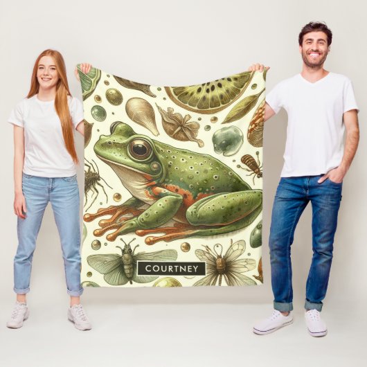 Vintager Frosch Nahtlose Wasserfarbe Fleecedecke (Beispiel)