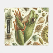 Vintager Frosch Nahtlose Wasserfarbe Fleecedecke (Vorderseite (Horizontal))