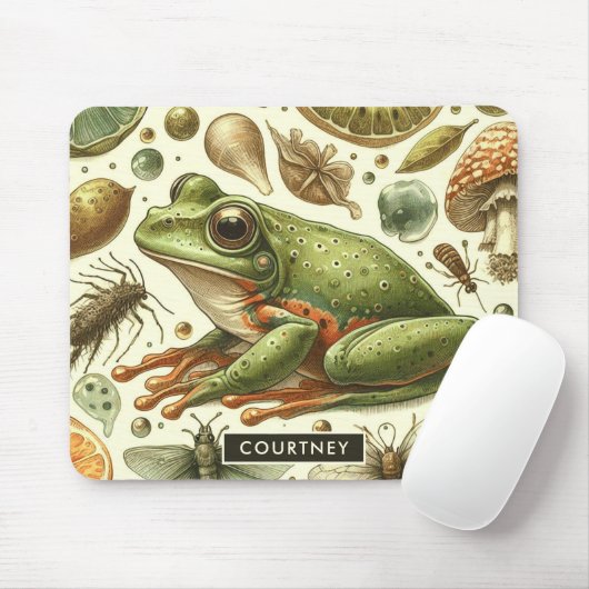 Vintager Frosch Nahtlose Wasserfarbe Mousepad (Mit Mouse)