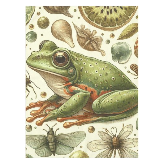 Vintager Frosch Nahtlose Wasserfarbe Tischdecke (Vorderseite)