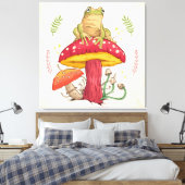 Vintager Frosch und Pilz Leinwanddruck (Insitu (Schlafzimmer))