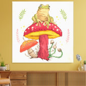 Vintager Frosch und Pilz Leinwanddruck (Insitu (Wohnzimmer))
