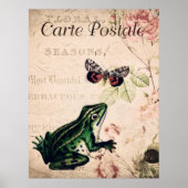 Vintager Frosch und Schmetterling Poster (Vorne)