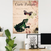 Vintager Frosch und Schmetterling Poster (Heimbüro)