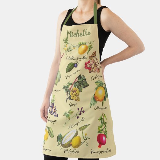 Vintager FruchtCollage Individuelle Name Schürze (InSitu)