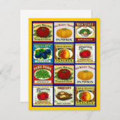 Vintager FruchtVeggie beschriftet leere Party Einladung (Vorne/Hinten)