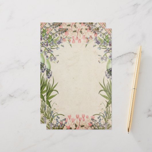 Vintager Frühling Florals Briefpapier (Vorderseite/Rückseite Beispiel)