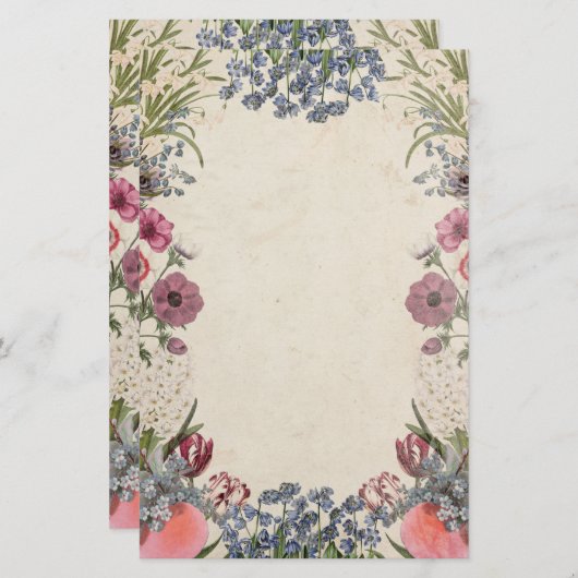 Vintager Frühling Florals Briefpapier (Vorne/Hinten)