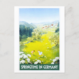 Vintager Frühling in Deutschland Reiseplakat Postkarte