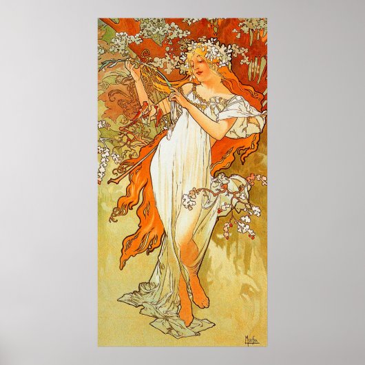 Vintager Frühling von Alphonse Mucha Poster (Vorne)