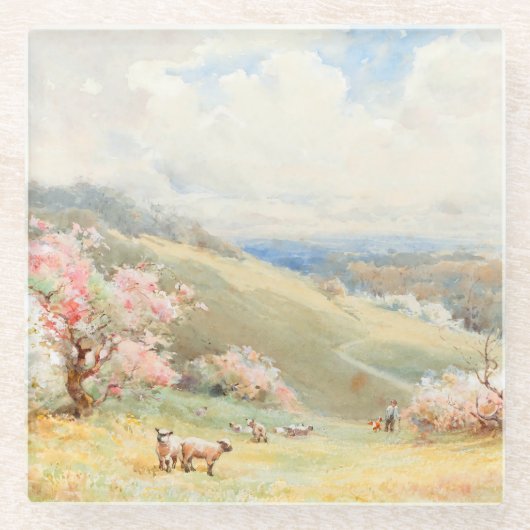 Vintager Frühling von Joseph Rubens Powell Glasuntersetzer (Vorderseite)