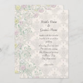 Vintager FrühlingsDamast und Blume Hochzeitsempfan Einladung (Vorne/Hinten)