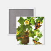 Vintager Frühlingstag - Vögel und Blume Magnet (Vorderseite/Rückseite)