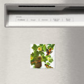 Vintager Frühlingstag - Vögel und Blume Magnet (In Situ (Geschirrspüler))