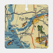 Vintager Ft. Myers Map Ornament Aus Metall (Rückseite)