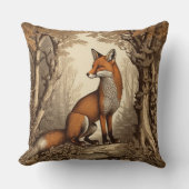 Vintager Fuchs im botanischen Wald Kissen (Vorderseite)