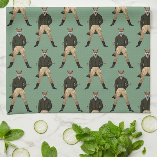 Vintager Fuchs Jagd Teetuch Geschirrtuch (Gefaltet)
