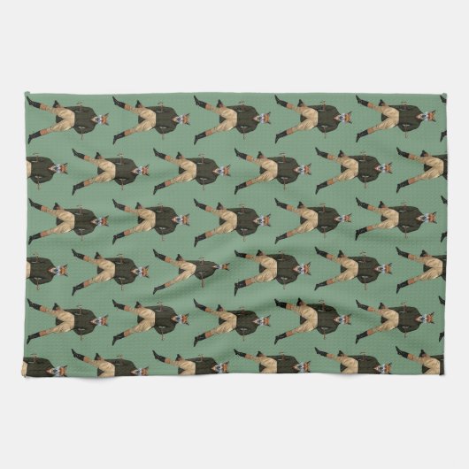 Vintager Fuchs Jagd Teetuch Geschirrtuch (Horizontal)