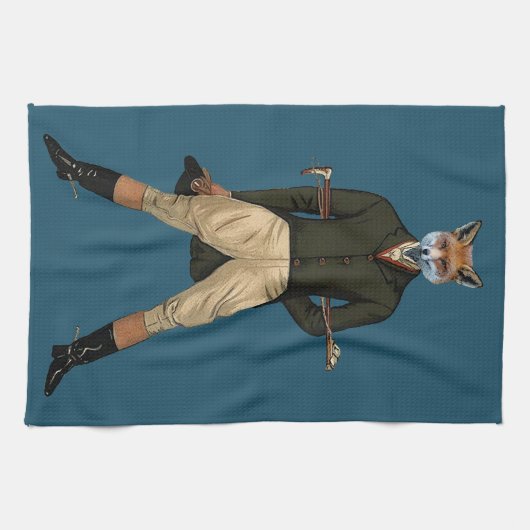 Vintager Fuchs Jagd Teetuch Geschirrtuch (Horizontal)