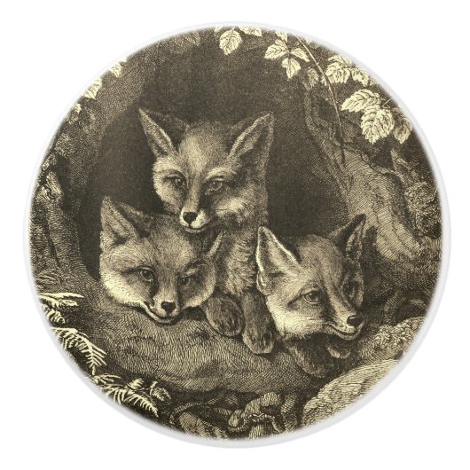 Vintager Fuchs Keramikknauf (Vorderseite)