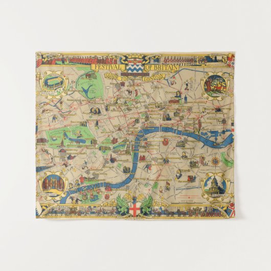 Vintager Führer nach London Wandteppich (Vorderseite (Horizontal))