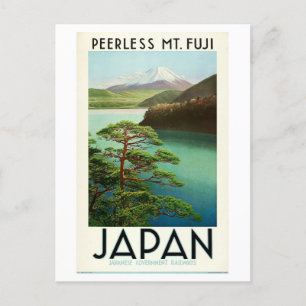 Vintager Fuji, Japan Travel Poster Postkarte